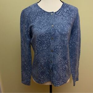 Carole Little Navy Floral Knit Top